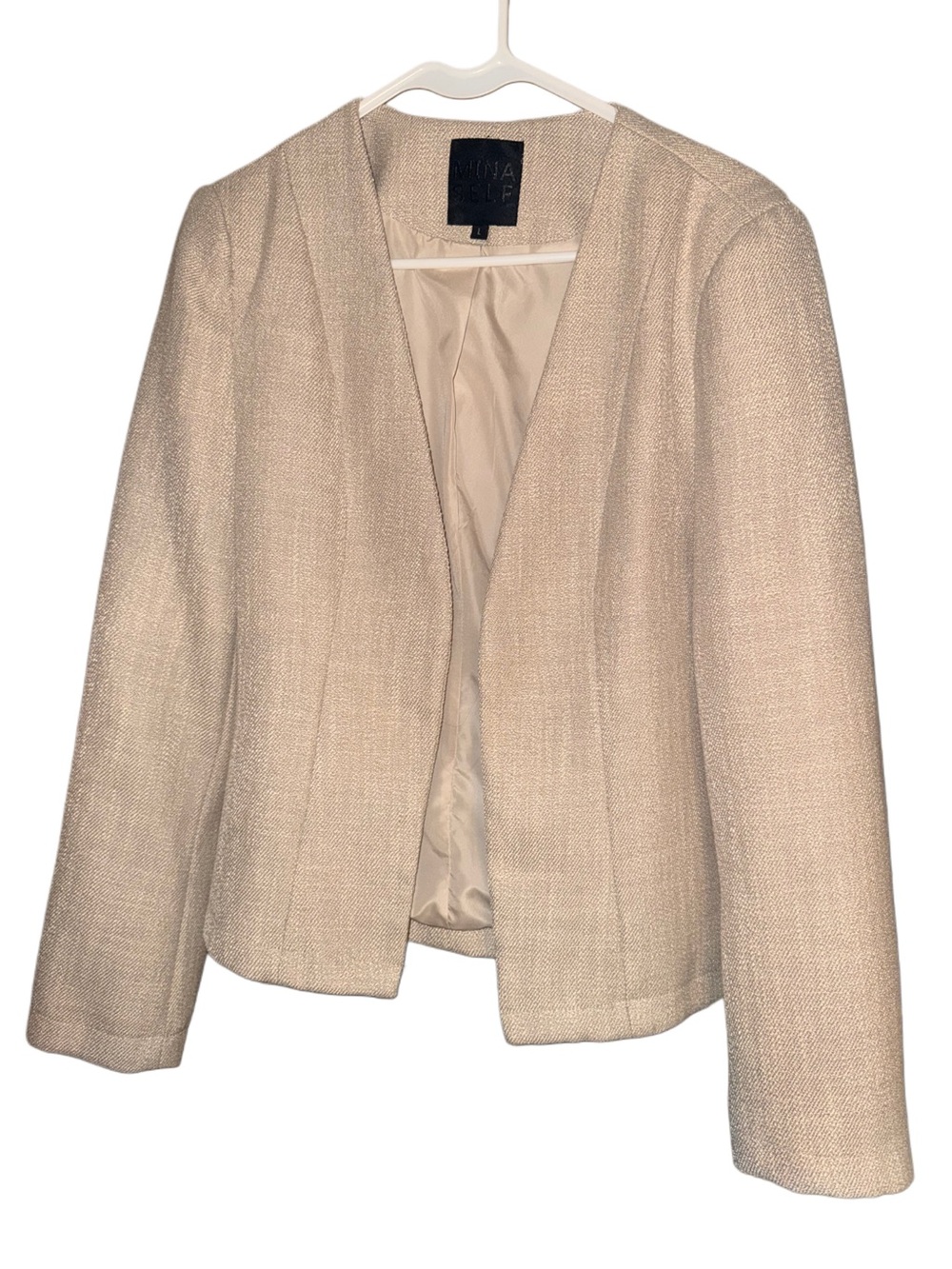 Amanda & Chelsea Textured Cream Open-Front Women's Blazer